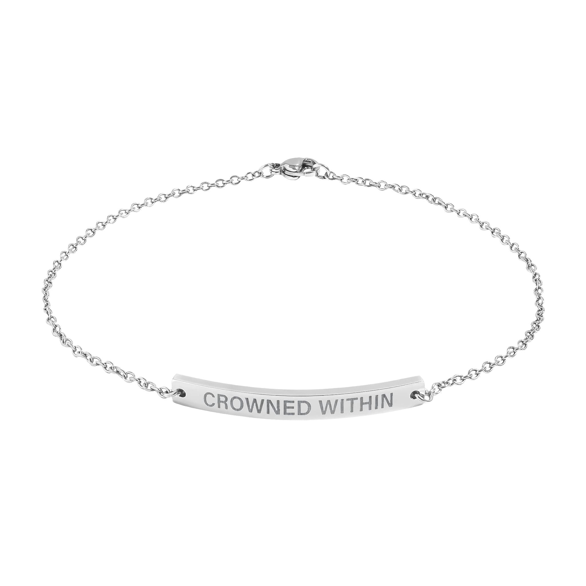 Crowned Within Curved Bar Anklet