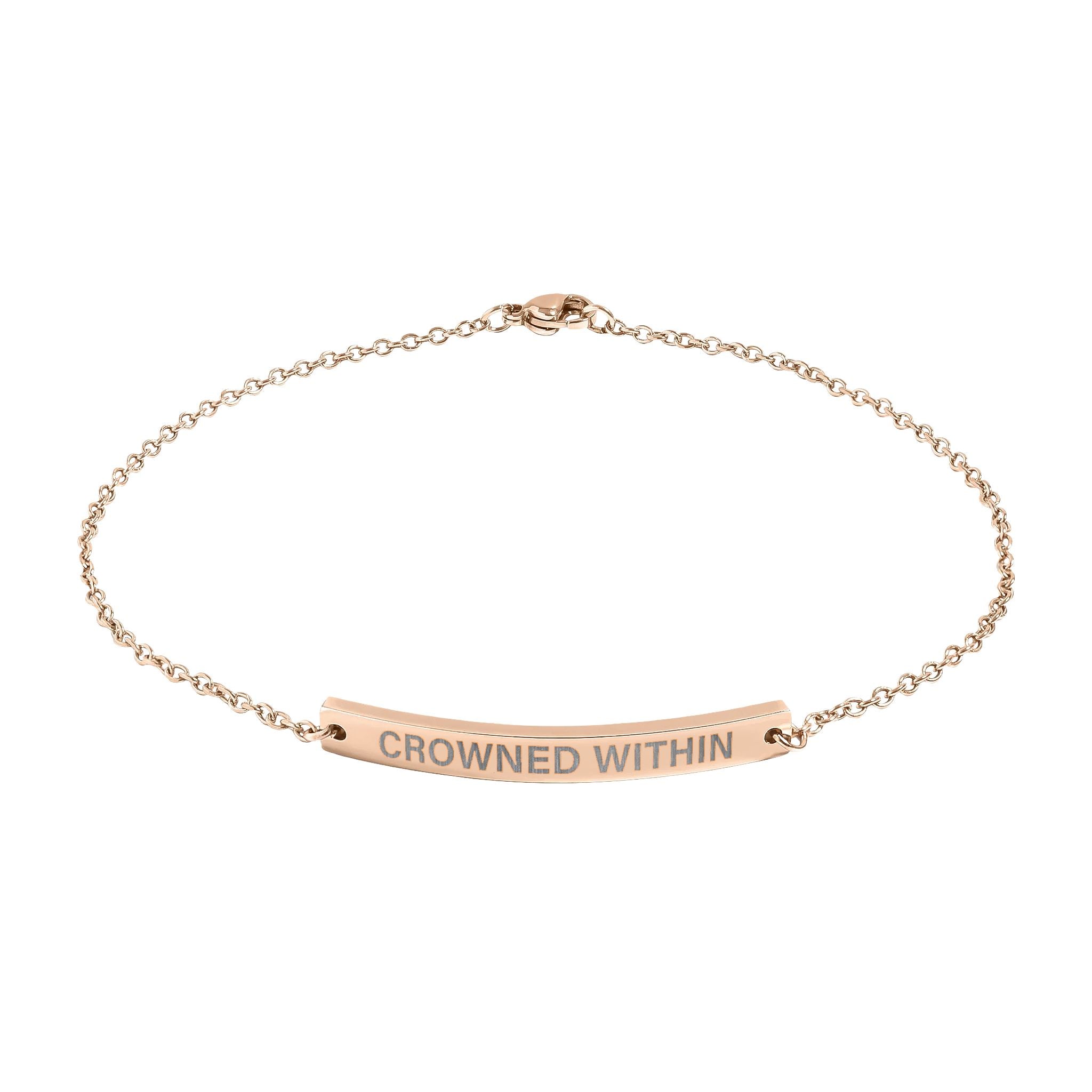 Crowned Within Curved Bar Anklet