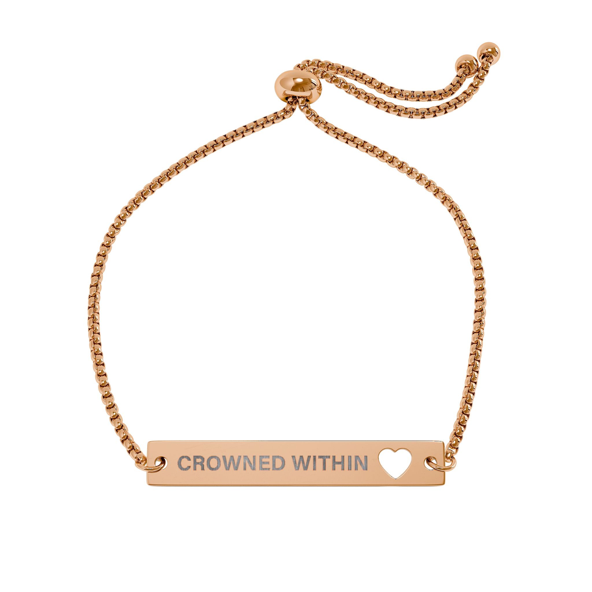 Crowned Within Heart Bar Bracelet