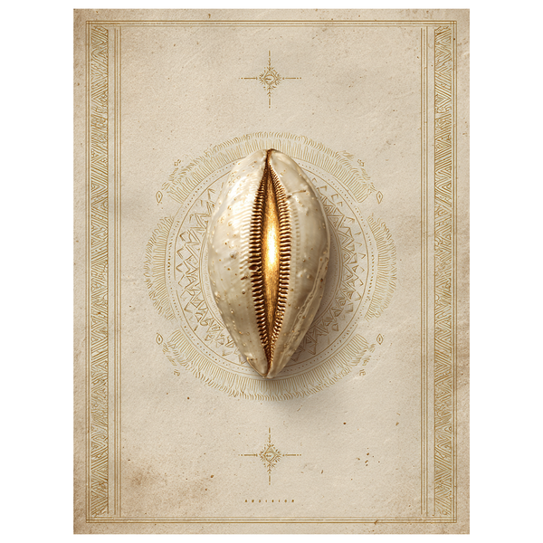 Soft But Sovereign™ Wall Art Collection — Cowrie Royalty Edition