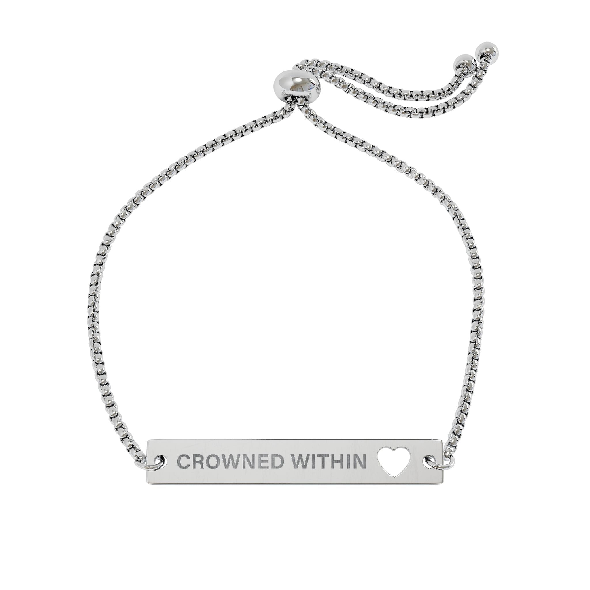 Crowned Within Heart Bar Bracelet