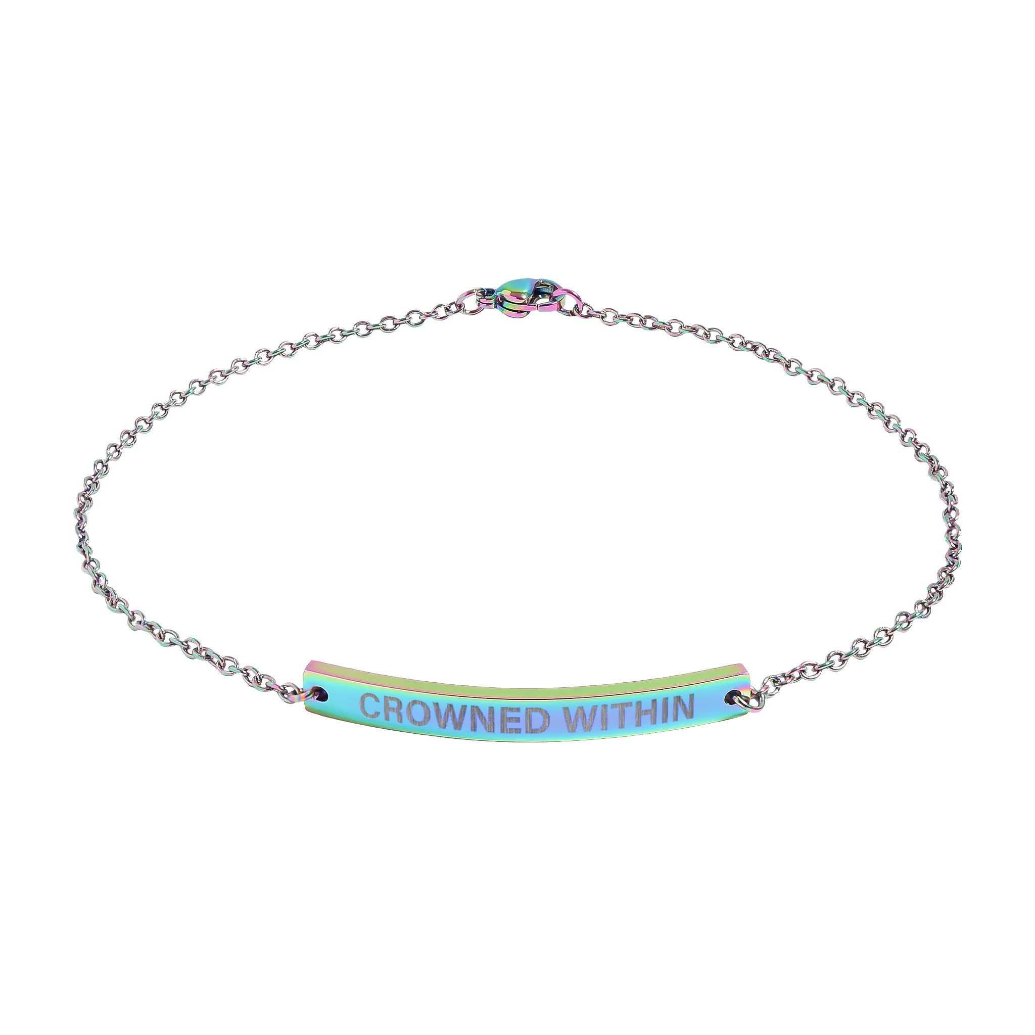 Crowned Within Curved Bar Anklet