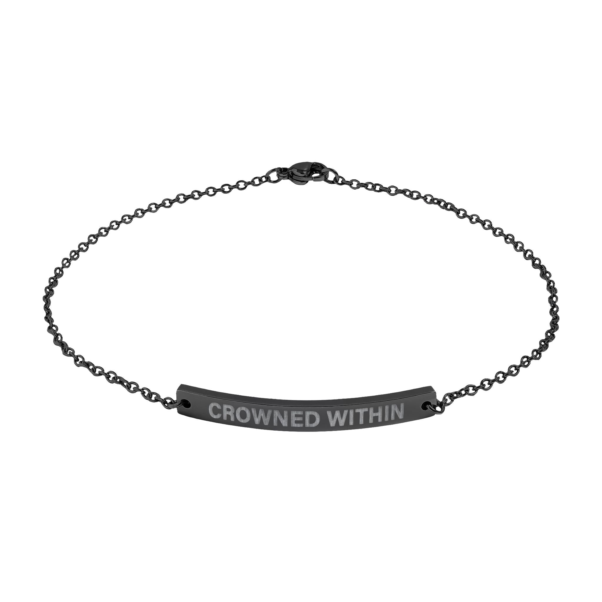 Crowned Within Curved Bar Anklet