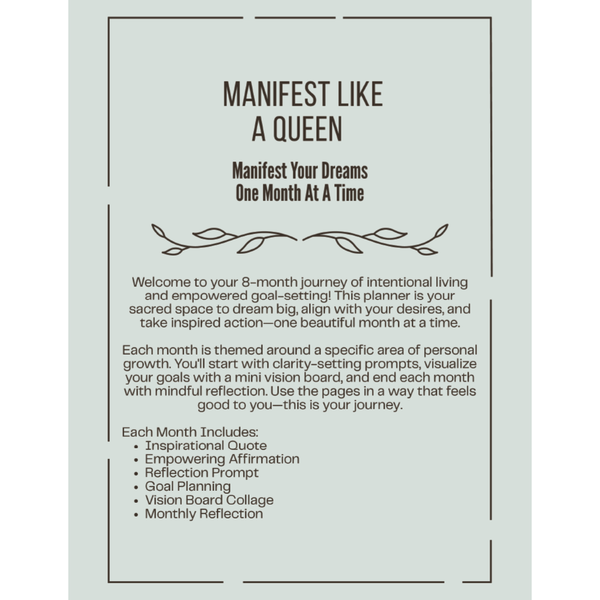 Manifest Like a Queen Planner (Printable Digital Download)