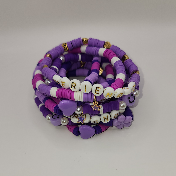 Lavender Clay Beaded Stretch Bracelet