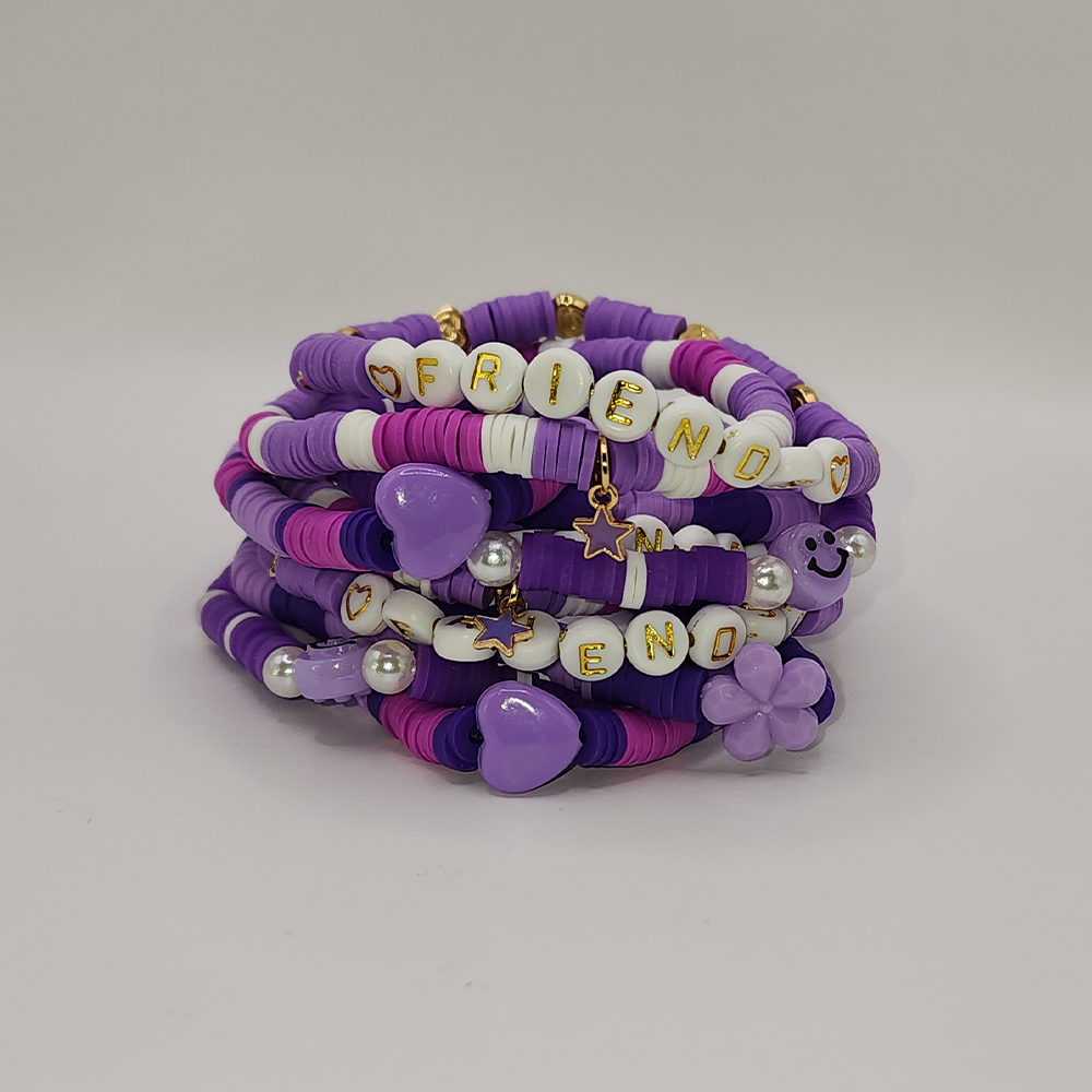 Lavender Clay Beaded Stretch Bracelet