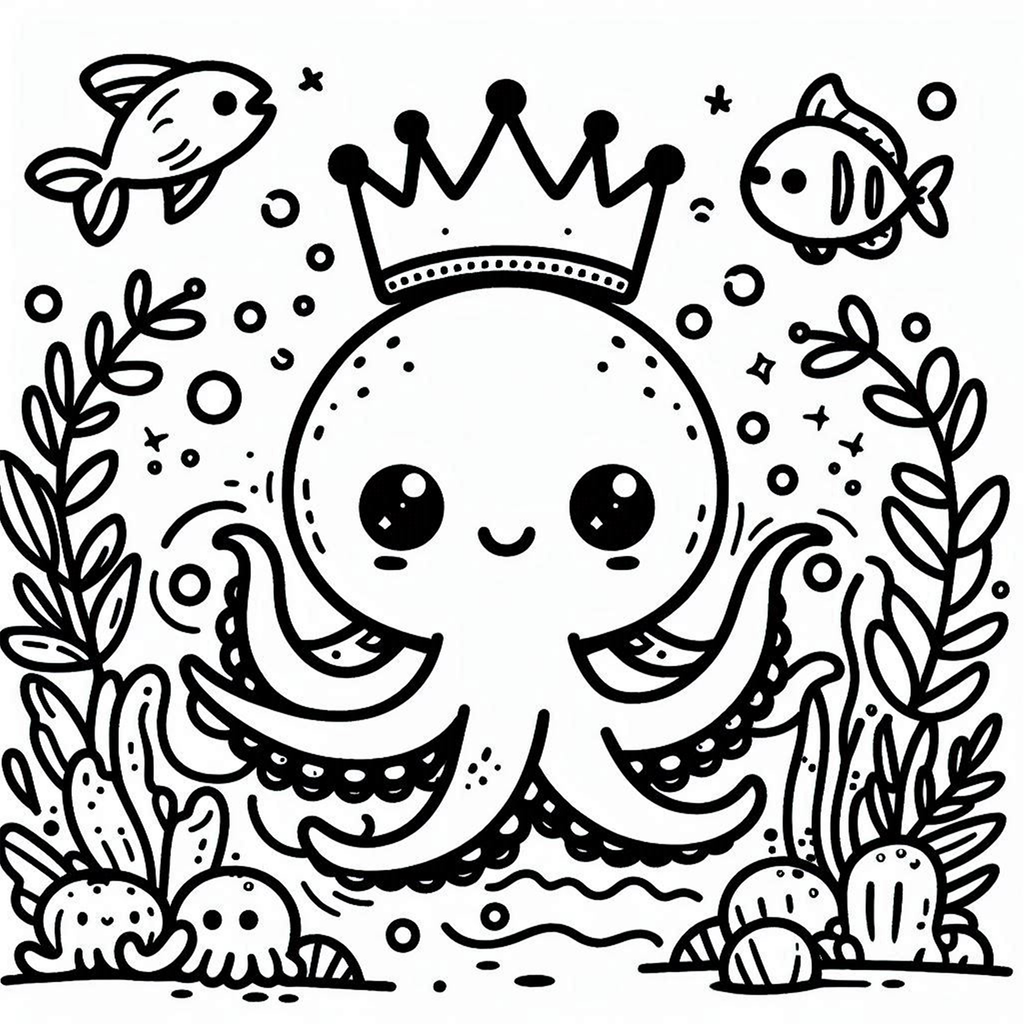 Octopus Juice Digital Download Coloring Page - Kawaii Kueens