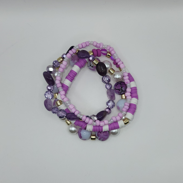 Lavender Luxe Beaded Stretch Bracelet - Eze Nwanyi