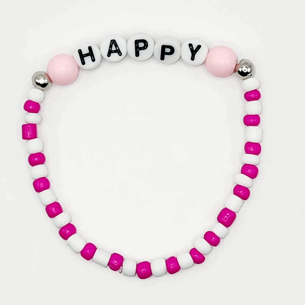 Happy Beaded Stretch Bracelet