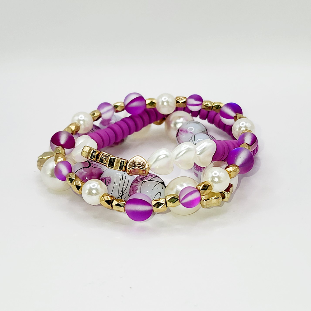 Vicious Violet Beaded Stretch Bracelet - Kawaii Kueens