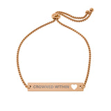 Crowned Within Heart Bar Bracelet