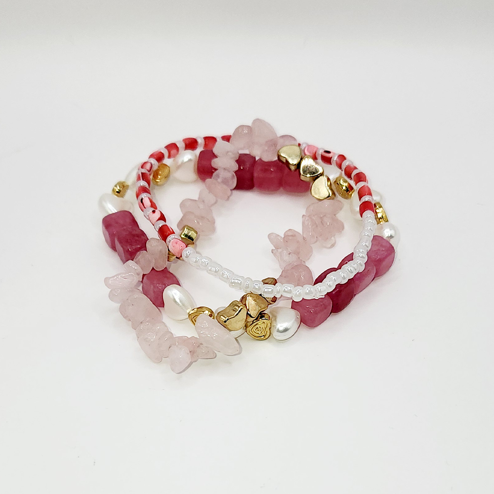 Blush Bloom Beaded Stretch Bracelet