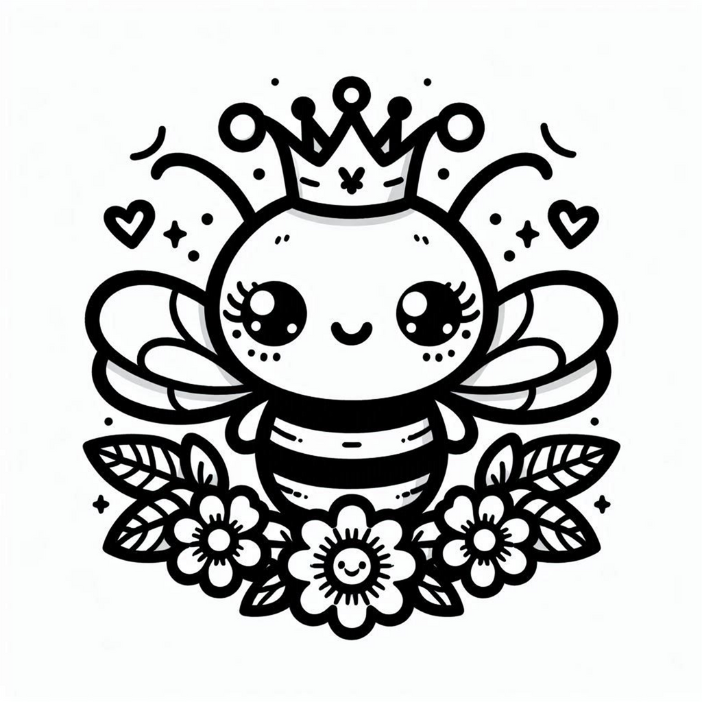 Bee Yourself Digital Download Coloring Page - Kawaii Kueens