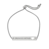 Crowned Within Heart Bar Bracelet