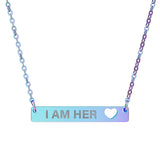 I Am Her Heart Bar Necklace