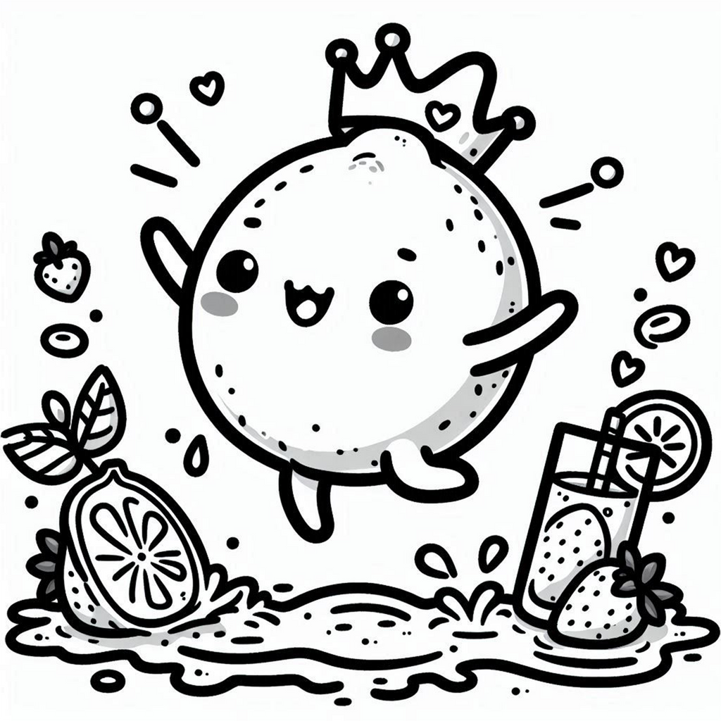 Strawberry Lemonade Digital Download Coloring Page - Kawaii Kueens