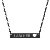 I Am Her Heart Bar Necklace