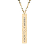 Know Your Worth Bar Necklace