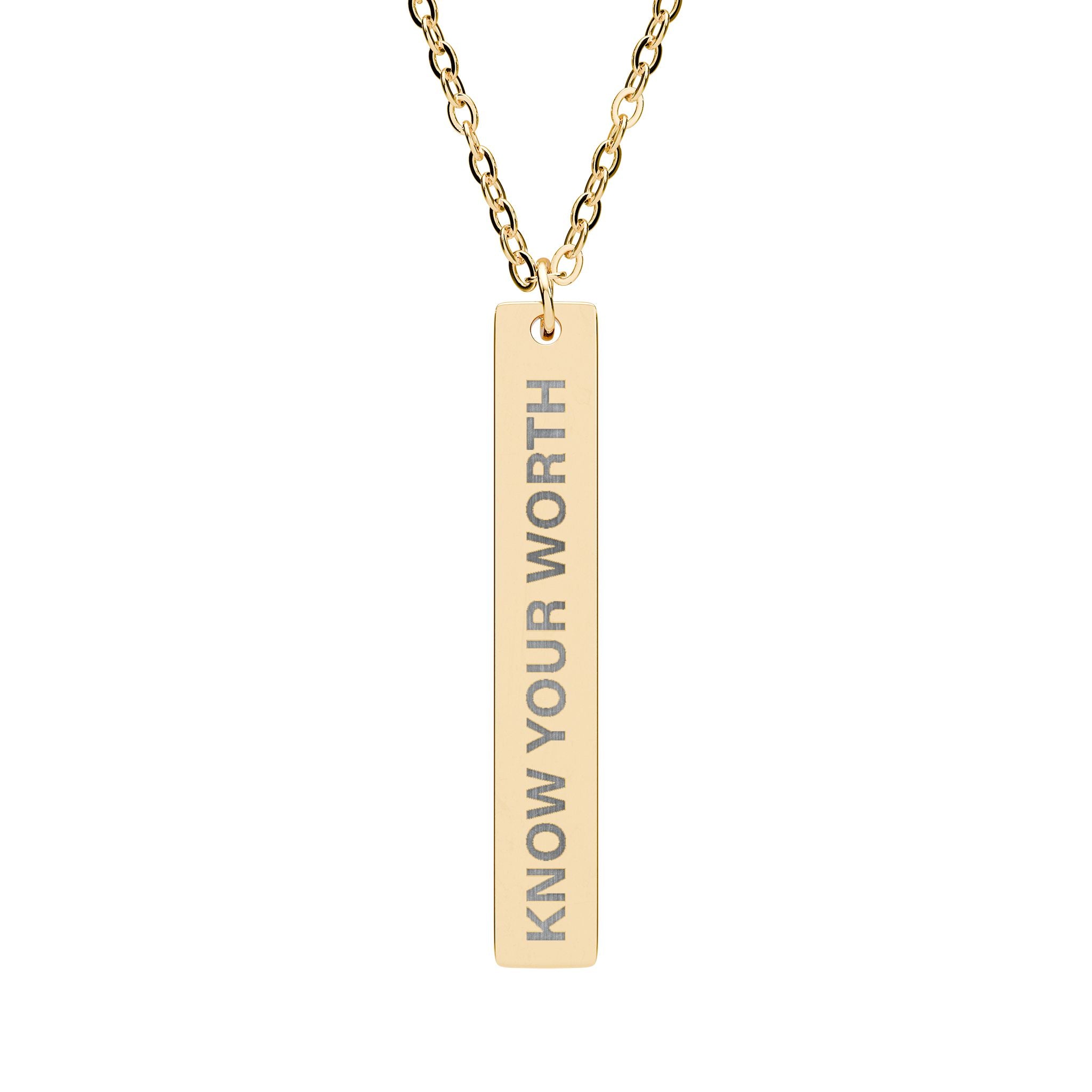 Know Your Worth Bar Necklace
